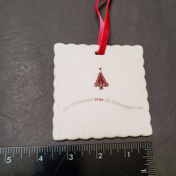Porcelain Holiday Ornament, Oh Christmas Tree, Red White Glitter, SCF MVP Group - Picture 8 of 8